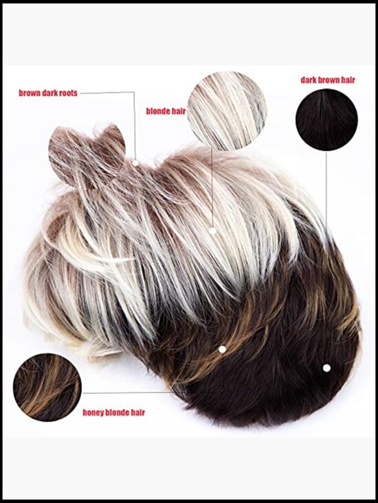 Layered Pixie Wig with Bangs Short Wavy Synthetic Hair Piece Natural Look Heat main image 6